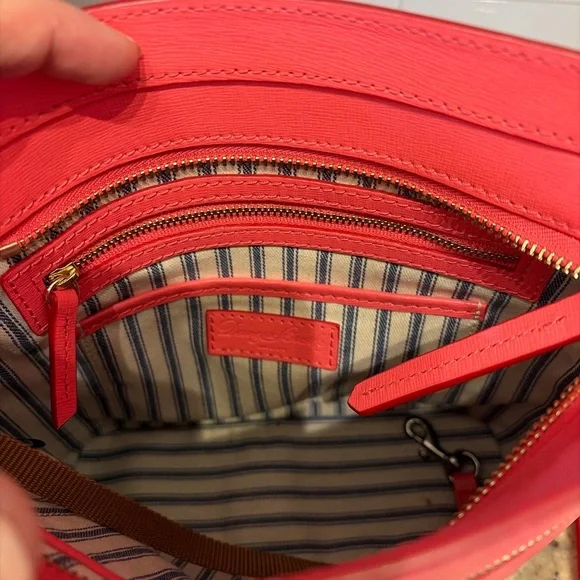 Dooney & Bourke Saffiano Leather Crossbody Coral Pink Gold - Picture 4 of 5